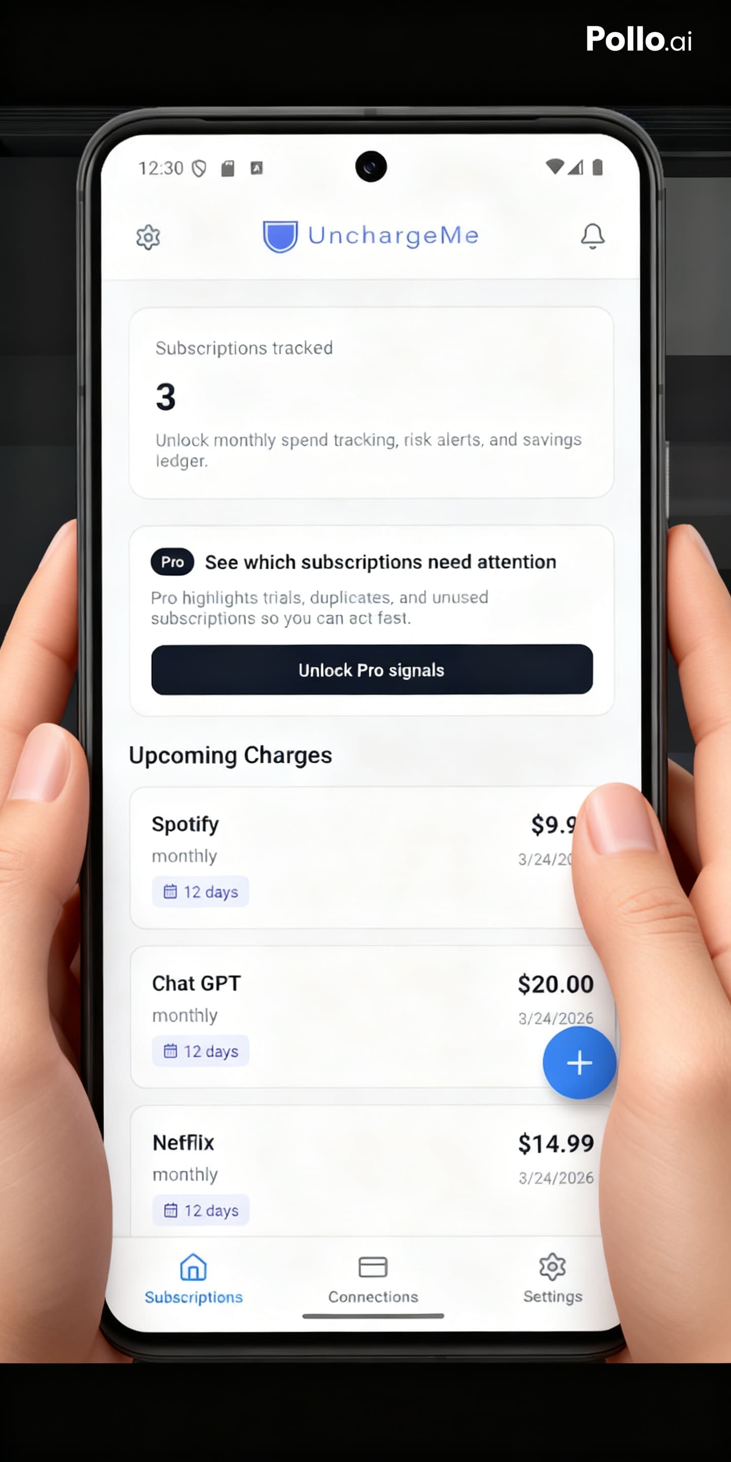 UnchargeMe app preview in hand